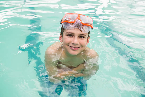 istock Cute little boy in the swimming pool 525833149