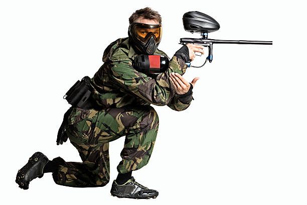 istock Painball player in action isolated 525833255