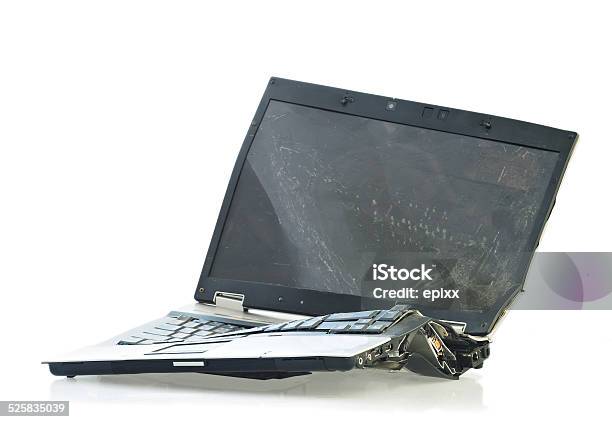 Broken Laptop Computer Stock Photo - Download Image Now - Broken, Laptop, Computer