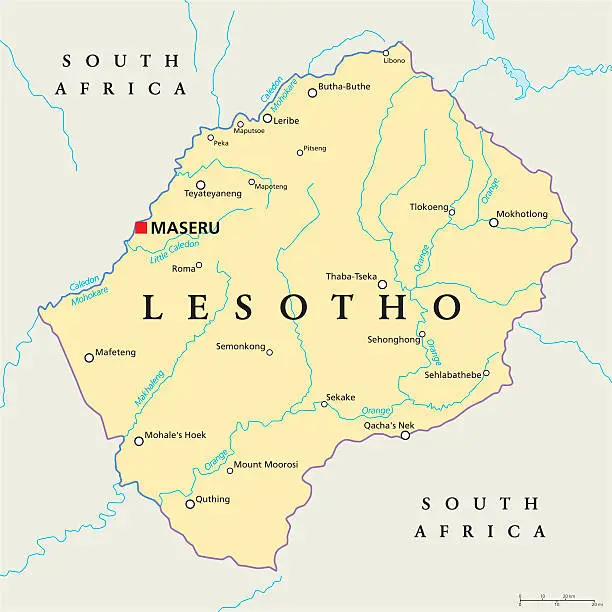 Vector illustration of Lesotho Political Map