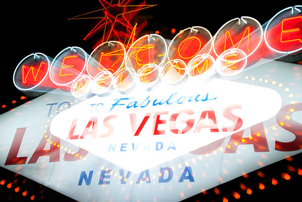 having fun in las vegas at night light blur