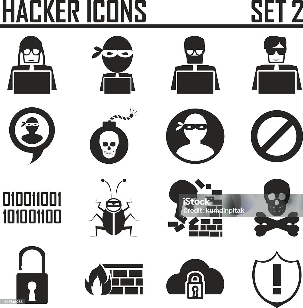 hacker icons set 2 hacker icons set 2. vector illustration EPS 10 Computer Bug stock vector