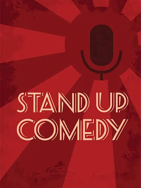 Vector illustration of Stand up comedy event poster with microphone