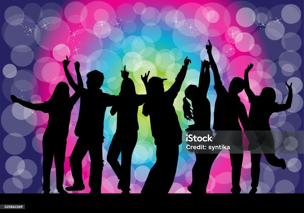Dancing silhouettes - grunge background Adult stock vector