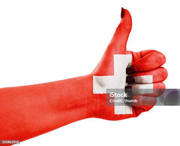 Flag Of Switzerland On Hand Stock Photo - Download Image Now - Agreement, Body Part, Cheerful