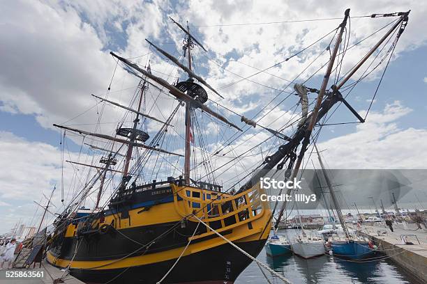 Frigate In Harbor Of Saintmalo France Stock Photo - Download Image Now - 18th Century, 18th Century Style, Anchored