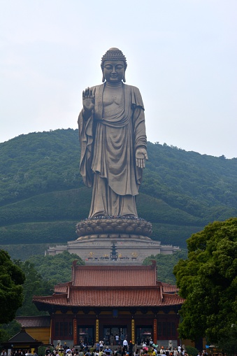 The Grand Buddha, a 88 metres high bronze statue located at the south of the Longshan Mountain, near Wuxi, Jiangsu Province, It is one of the largest Buddha statues in the world