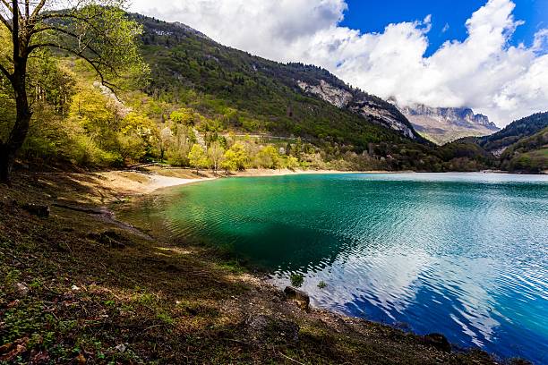 istock Turquoise lake in the mountains. 525877352