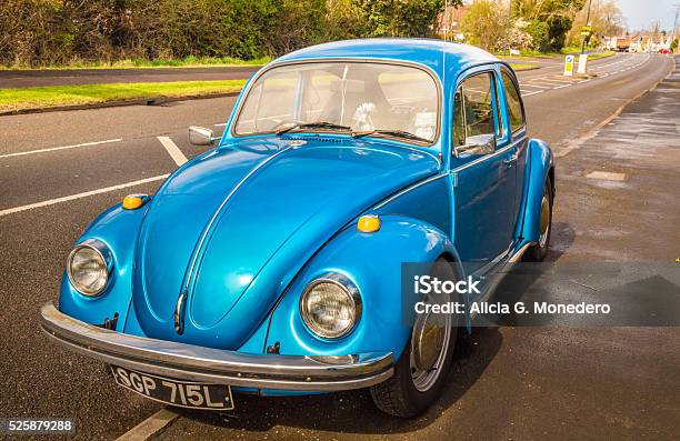 Blue Classic Car Beetle Stock Photo - Download Image Now - Volkswagen Beetle, Car, Beetle