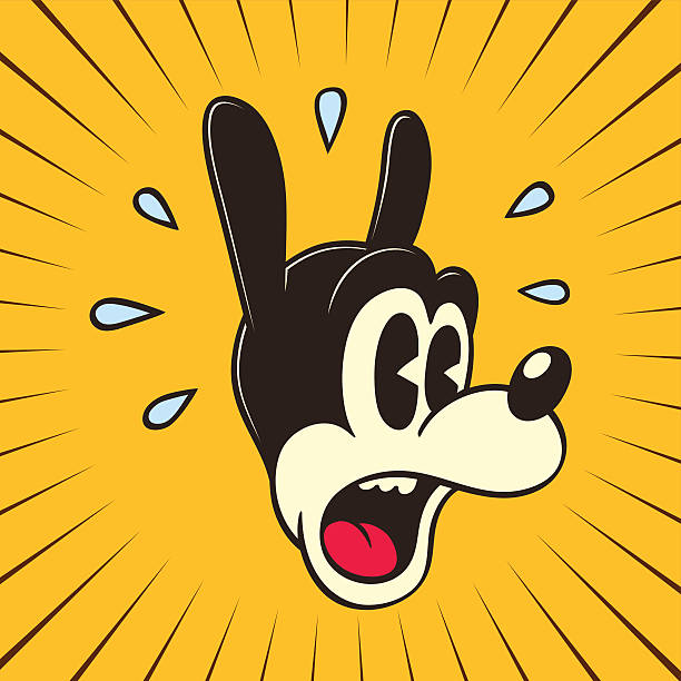 ilustraciones, imágenes clip art, dibujos animados e iconos de stock de vintage toons: retro o asustado de historieta sorprendida carácter cara - omg