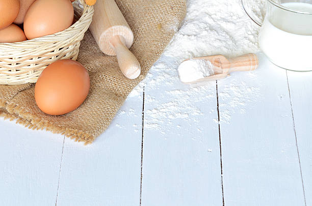 istock Eggs, flour, milk, butter and rolling pin 525879562