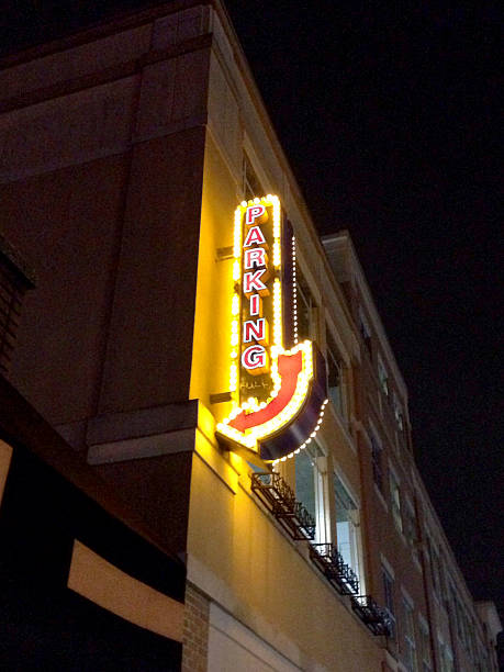 istock Vintage Neon Parking Sign 525879879