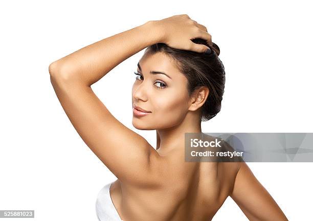 Beautiful Girl Isolated On A Over White Background Stock Photo - Download Image Now - White Background, Back, Women