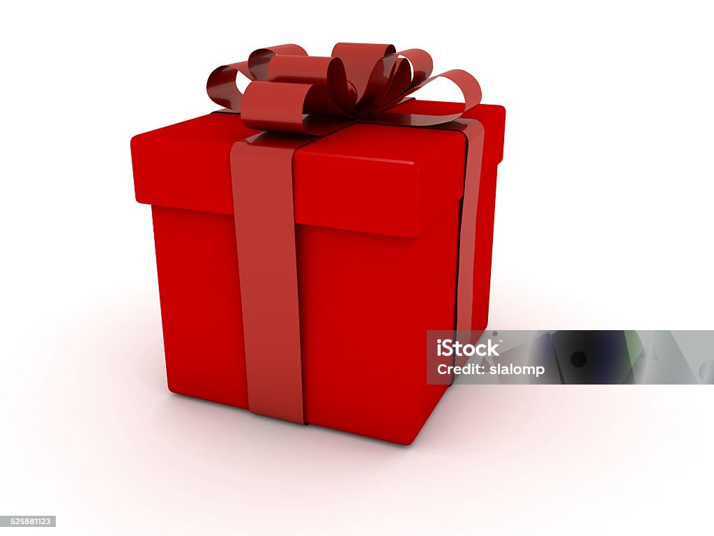 Red Gift box Red Gift box  on white background Birthday Stock Photo