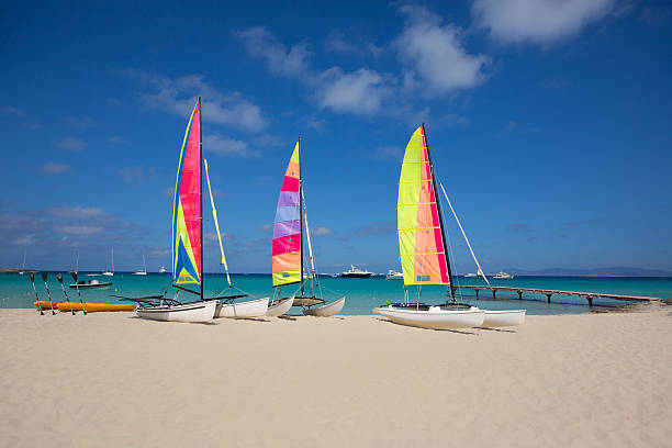 istock catamaran sailboats in Illetes Formentera beach 525881271