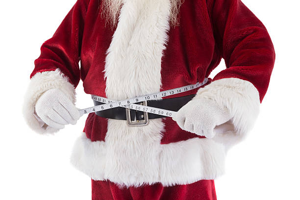 istock Santa Claus measures his belly 525881569