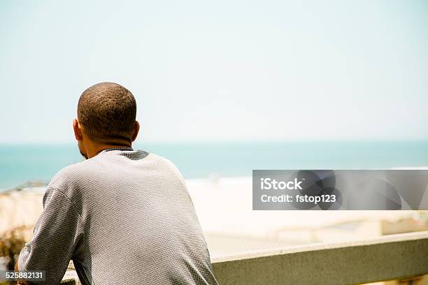 African Descent Homeless Man At Santa Monica Beach California Usa Stock Photo - Download Image Now