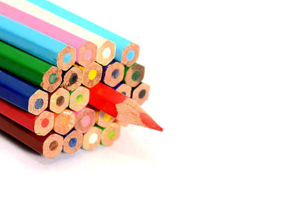 istock Colour pencils isolated on white background close up 525882559