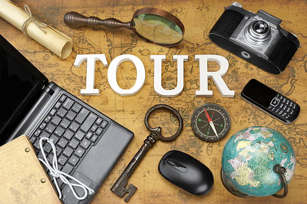 istock Sign Tour, Laptop, Key, Globe, Compass, Phone, Camera, Letter, M 525883084