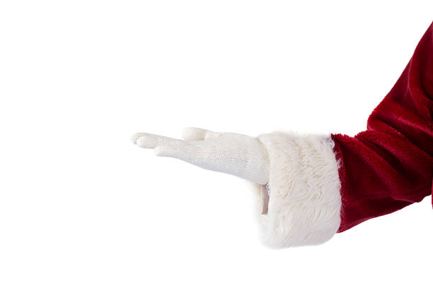 istock Santa Claus presents something with his open hand 525884461