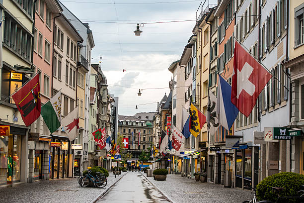 istock Zurich street under rain 525884617