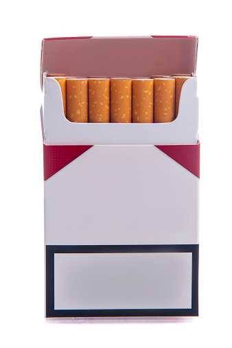 Cigarette box isolated on a white background.
