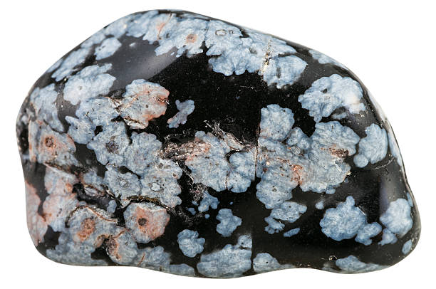 istock pebble of Gray snowflake obsidian gemstone 525885426