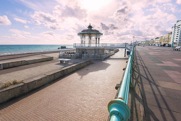 Looking West along Hove seafront with the Peace statue just visable.