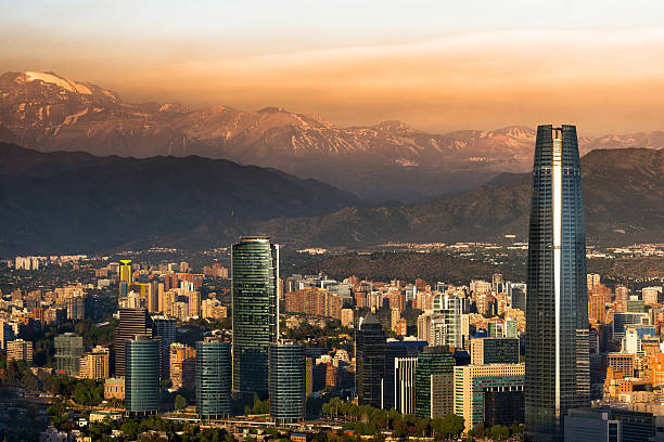 Santiago, Chile View of Santiago de Chile with Los Andes mountain range in the back sanhattan stock pictures, royalty-free photos & images