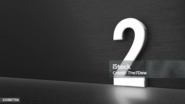 Luxury Design 3d Number 2 With Floor And Wall Stock Photo - Download Image Now - Number 2, Art Museum, Brick