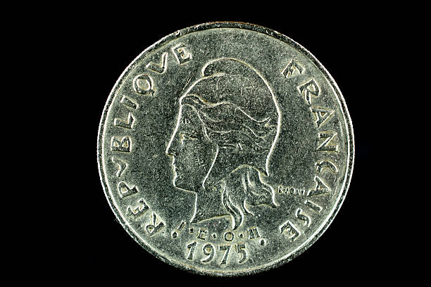 istock Used French Polynesian Coin Isolated 525893655