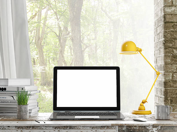 istock Mock up Laptop, Outdoor view, background 525894725