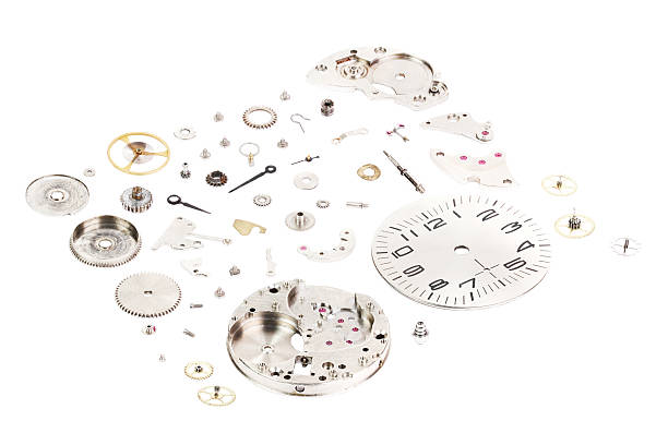 istock Isometric. Dismantled old mechanical wristwatch isolated on white background 525895837