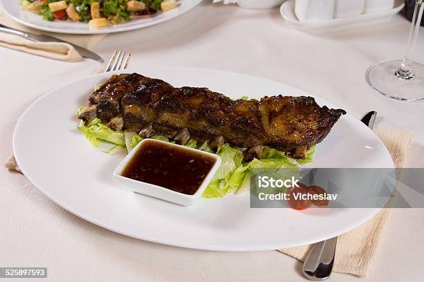 Plate Of Ribs With Dipping Sauce Stock Photo - Download Image Now - Affectionate, Beef, Cherry Tomato