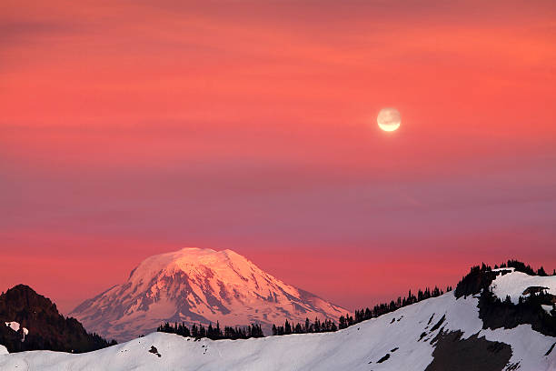 Photo taken at high elevation spot and sunset hour from Mt. Rainier National Park.