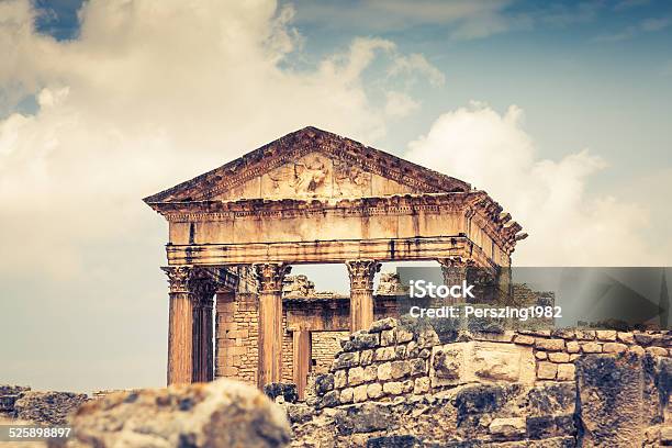 Ancient Roman City In Tunisia Dougga Stock Photo - Download Image Now - Africa, Archaeology, Architecture
