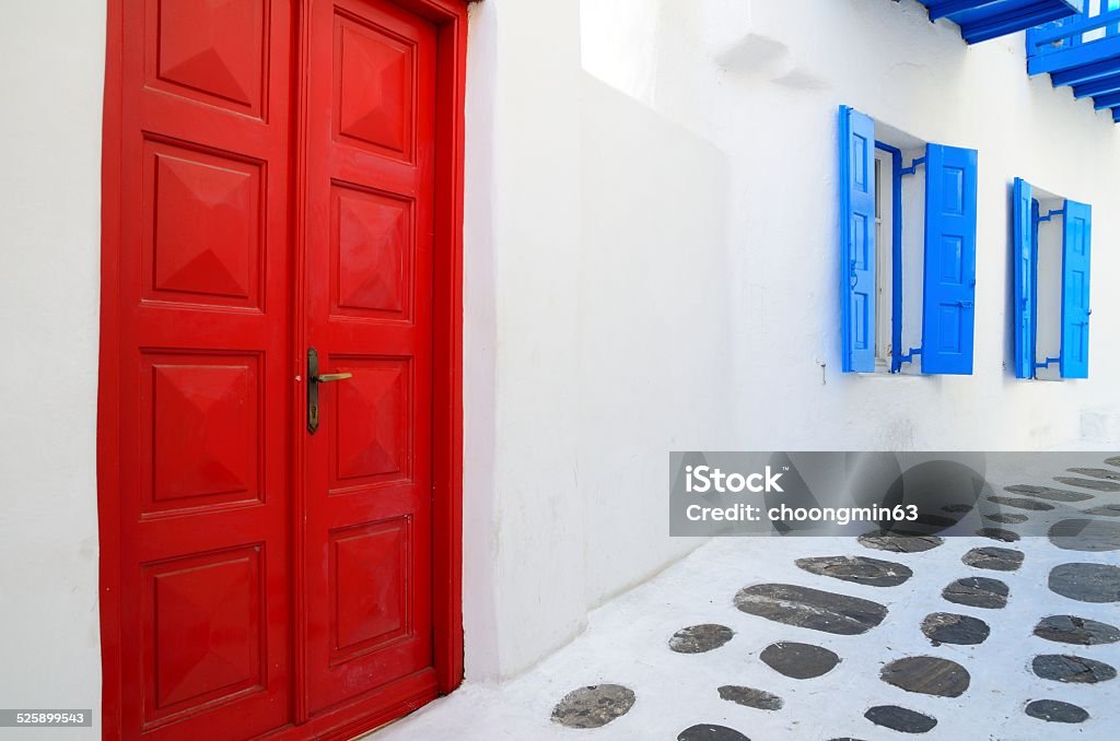 Mykonos Mykonos is a stunningly picturesque Cycladic town with a maze of tiny streets and whitewashed steps, lanes, shops and houses. Alley Stock Photo