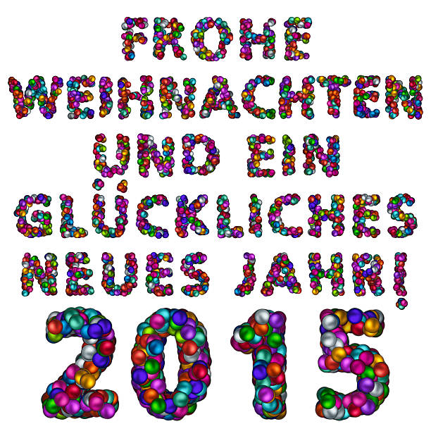 Happy New Year 2015 in German language. Montage created with christmas balls