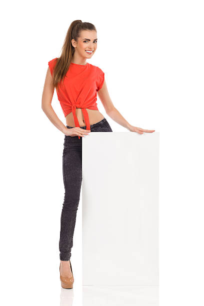 istock Smiling girl and white copy space 525900971