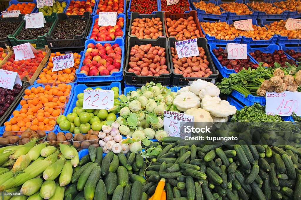 Budapest food market Food market in Budapest, Hungary (Great Market Hall). Fresh produce marketplace. Celery Stock Photo