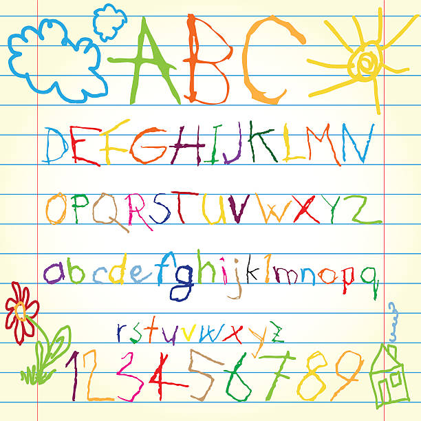 alphabet - child alphabetical order writing alphabet stock-grafiken, -clipart, -cartoons und -symbole