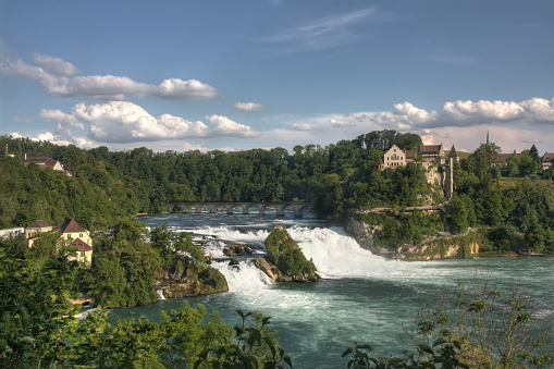 Overview of the Rhinefall, the largest Waterfall in Europe