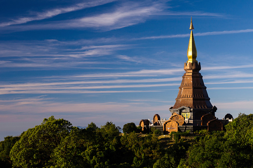 Chiang Mai Pagoda on the top of mountain Inthanon in the morning