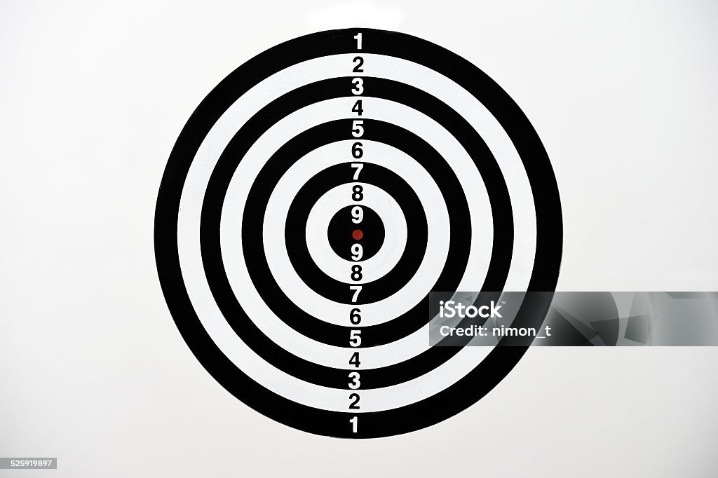 Black and white dart board with numbering score Black and white dart board with numbering score isolated on white background. Accuracy Stock Photo