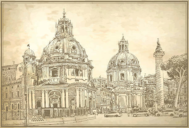 istock original digital drawing of Rome Italy cityscape 525935087