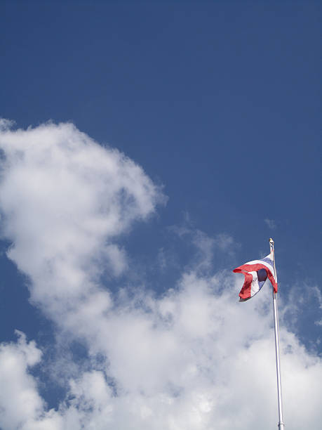 istock flag of Thailand with sky background 525937491