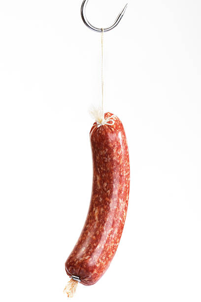 istock Minced pork sausage on butcher's hook 525937767