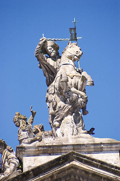 Statues a the top of the Cathedral (at Obradoiro square) - Santiago de Compostela, Spain