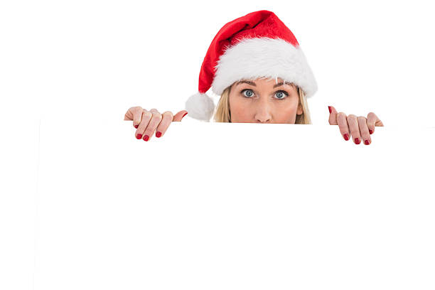 istock Festive blonde showing white poster 525938329
