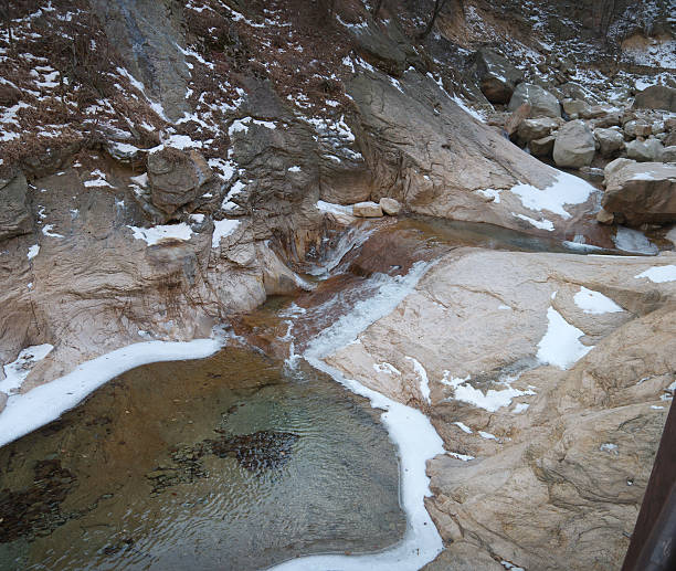 istock Seorak National park winter scenary with frozen creek 525938557